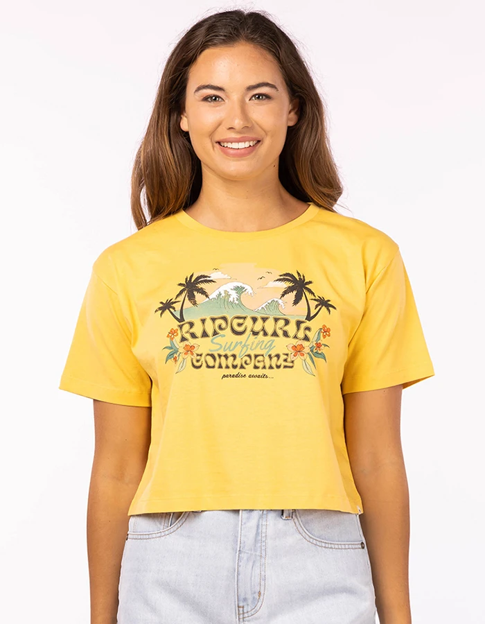 RIP CURL BRAZIALIAN SOUL CROP TEE LIGHT YELLOW 1 RIP CURL BRAZIALIAN SOUL CROP TEE LIGHT YELLOW