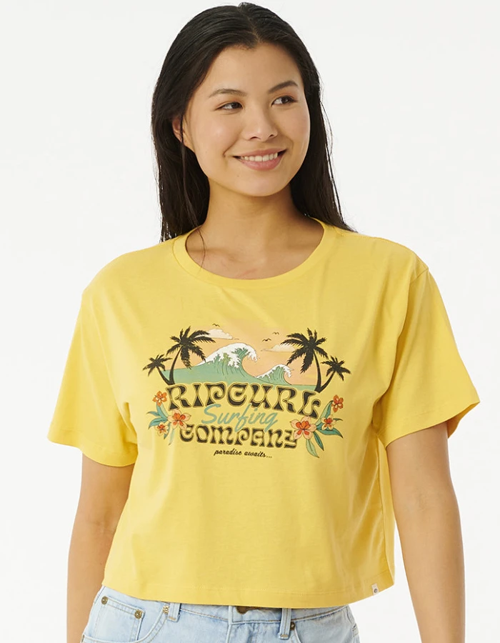 RIP CURL BRAZIALIAN SOUL CROP TEE LIGHT YELLOW 2 RIP CURL BRAZIALIAN SOUL CROP TEE LIGHT YELLOW - Image 2