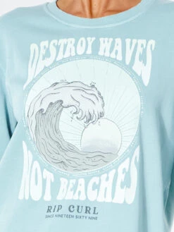 RIP CURL DESTROY WAVES CREW FLEECE -Salty Crew Shop rip curl destroy waves felpa girocollo