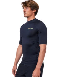 RIP CURL ICON PERF SHORT SLEEVE UV TEE BLACK -Salty Crew Shop rip curl lycra icon perf black 2