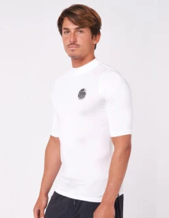 RIP CURL ICON PERF SHORT SLEEVE UV TEE WHITE -Salty Crew Shop rip curl lycra icon perf white