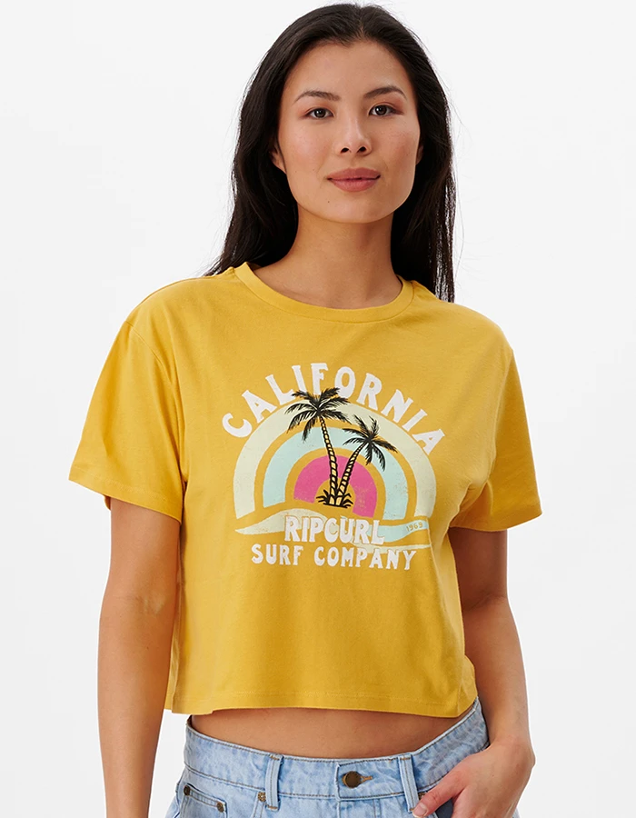 RIP CURL SUNNY PARADISE SHORT SLEEVE CROP TEE 1 RIP CURL SUNNY PARADISE SHORT SLEEVE CROP TEE