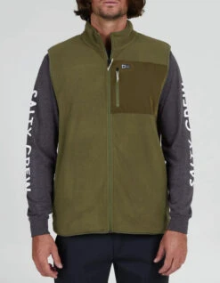 SALTY CREW EBBTIDE POLAR FLEECE VEST OLIVE