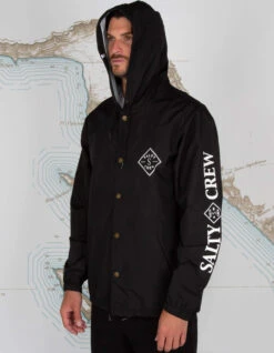 SALTY CREW TIPPED SNAP JACKET BLACK -Salty Crew Shop salty crew tipped snap jacket black 2