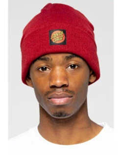 SANTA CRUZ CLASSIC LABEL DOT BEANIE KETCHUP -Salty Crew Shop santa cruz classic label dot beanie ketchup 1
