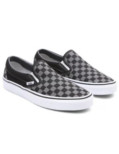 VANS CHECKERBOARD CLASSIC SLIP-ON SHOES BLACK PEWTER -Salty Crew Shop vans scarpe classic slip on black pewter checkerboard