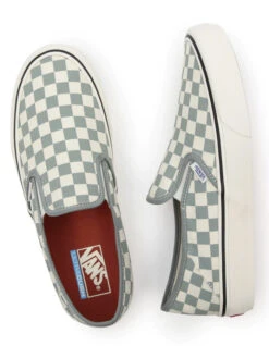 VANS CHECKERBOARD CLASSIC SLIP-ON SHOES GREEN -Salty Crew Shop vans scarpe classic slip on checkerboard methyl 1