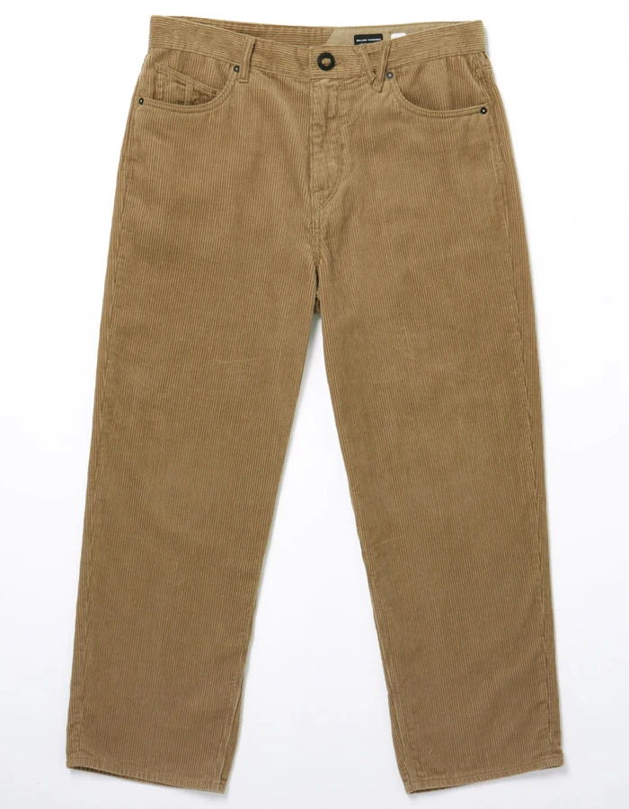 VOLCOM BILLOW TAPERED CORDUROY TROUSERS KHAKI