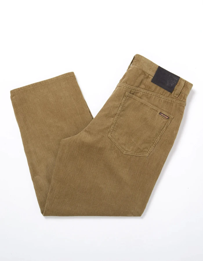 VOLCOM BILLOW TAPERED CORDUROY TROUSERS KHAKI - Image 3