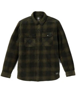 VOLCOM BOWERED FLEECE LONG SLEEVE SHIRT BISON 8 VOLCOM BOWERED FLEECE LONG SLEEVE SHIRT BISON -Salty Crew Shop volcom bowered camicia in pile bison 2