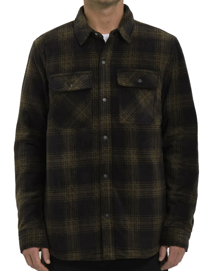 VOLCOM BOWERED FLEECE LONG SLEEVE SHIRT BISON 1 VOLCOM BOWERED FLEECE LONG SLEEVE SHIRT BISON