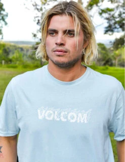 VOLCOM FIREFIGHT SHORT SLEEVE TEE MISTY BLUE -Salty Crew Shop volcom firefight t shirt misty blue 3