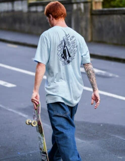 VOLCOM FIREFIGHT SHORT SLEEVE TEE MISTY BLUE -Salty Crew Shop volcom firefight t shirt misty blue 6