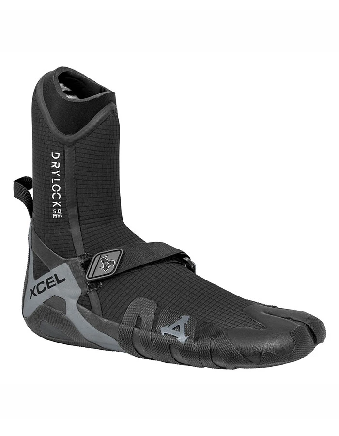 XCEL DRYLOCK 5MM SPLIT TOE BOOTS BLACK GREY 1 XCEL DRYLOCK 5MM SPLIT TOE BOOTS BLACK GREY